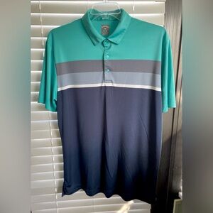 Callaway Birdseye Color Block Polo - Mens Chest Stripe - Teal/Navy/Gray/White